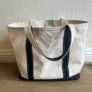Vintage 1980s L.L Bean Boat And Tote Large Heavy Canvas Bag USA Black/White